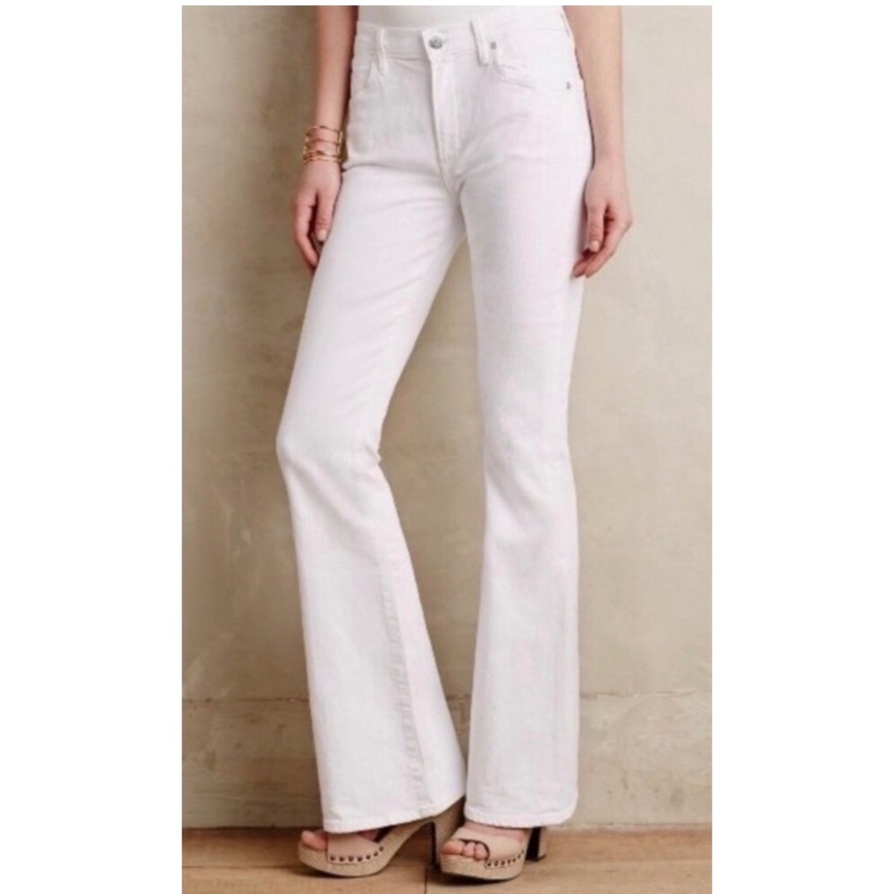 Citizens of Humanity Fleetwood High Rise Flare Jeans White Raw‎ Hem Size 26